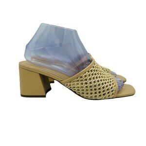 Nine West Shoes Womens Size 8 M Beige Braided Slip On Heels Sandals Mules